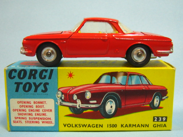 ミニカー中心世界 nothin' but toy cars: フォルクスワーゲン1500カルマン・ギア by コーギー<br>corgi 239 volkswagen  1500 karmann ghia